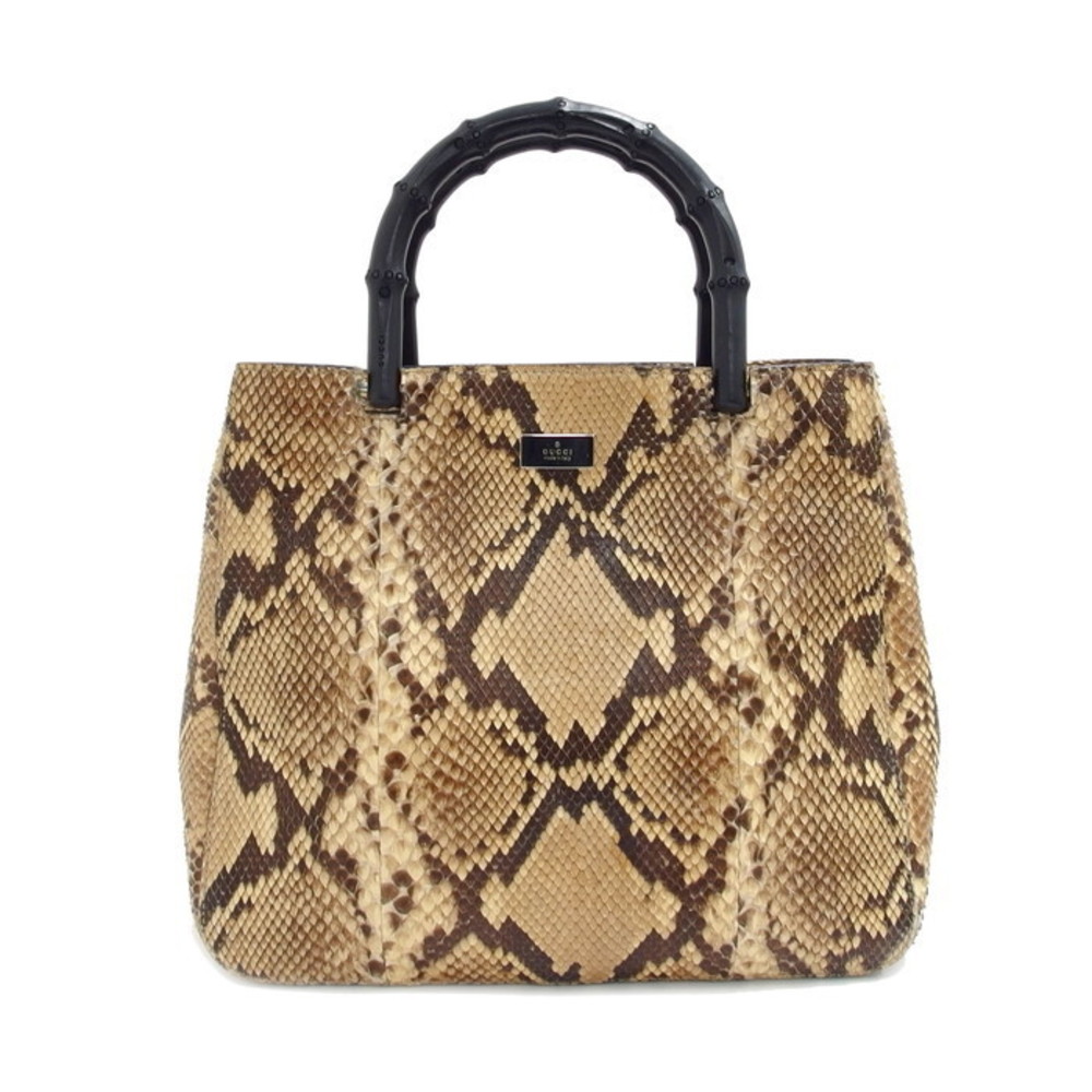 Gucci Handbag Python Bamboo Beige Black - image 1